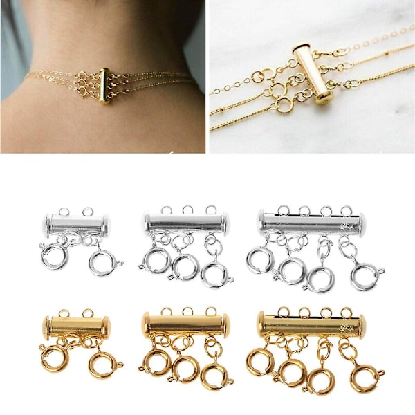 Smycken Connectors Layered Halsband Spänne Magnetrör för stapelbara halsband Gold 4