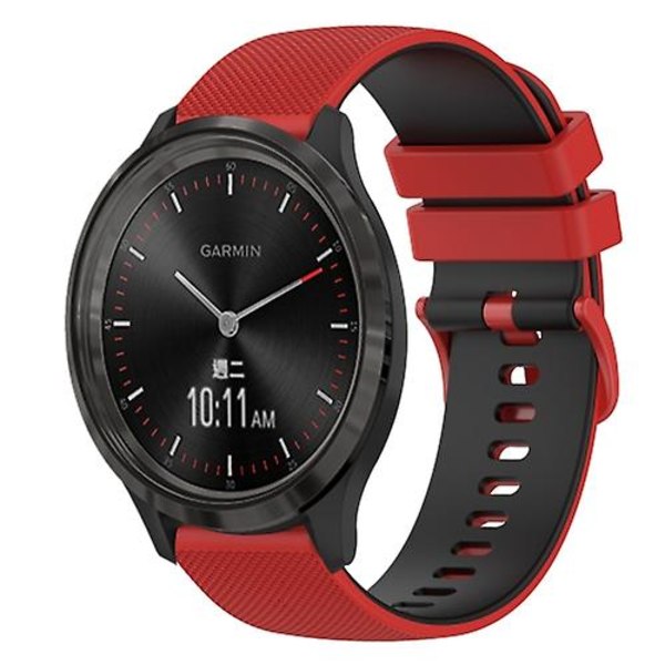 For Garminmove 3 20 mm rutete tofarget silikonklokkerem Red-Black