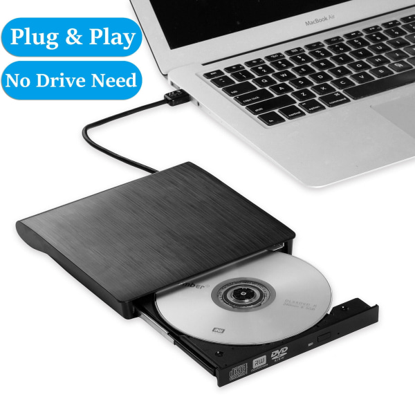 Ulkoinen CD-DVD-asema USB 3.0 Type-C:llä Kannettava DVD/CD+/-RW-asema/DVD-soitin CD-poltin kannettavalle PC Macille