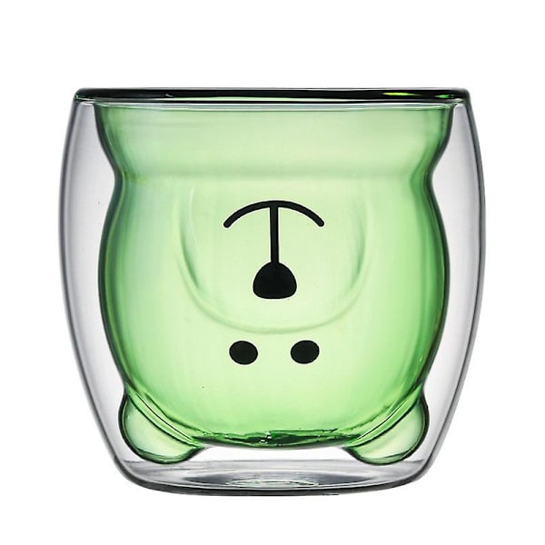 Tegneserie Bjørn Kop Dobbelt Lag Transparent Glas Kopper Kaffe Krus Par Gaver Green