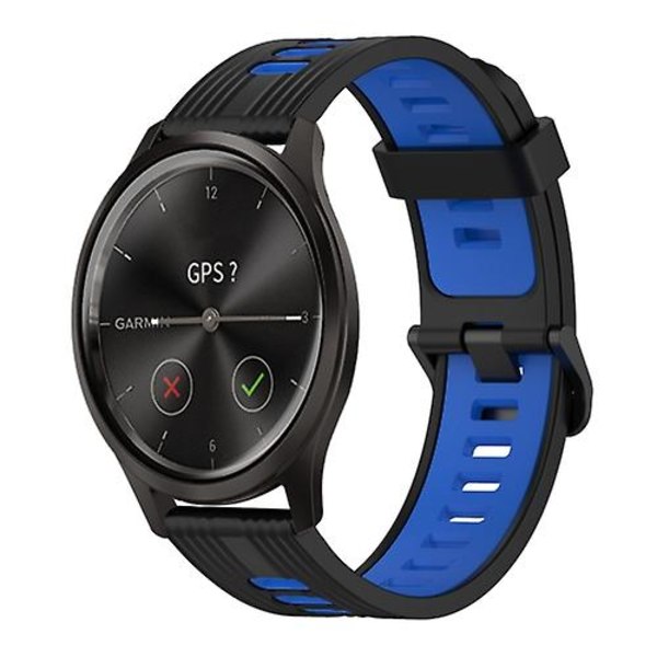 For Garmin Move Style 20 mm vertikalt mønster tofarget silikonklokkebånd Black-Blue