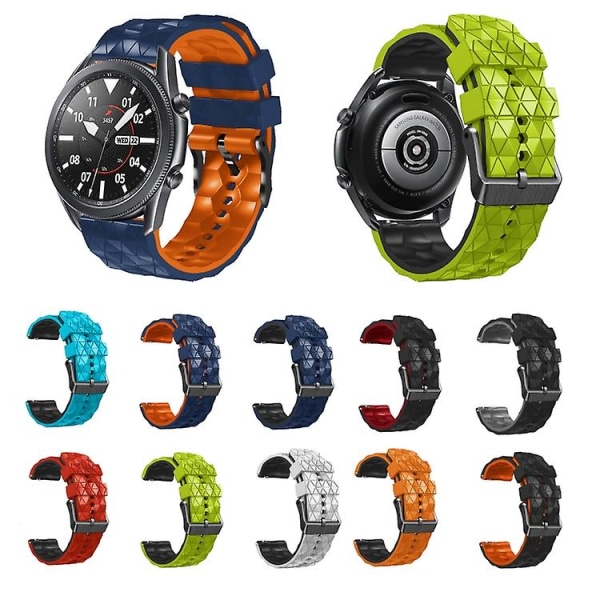 För Ticwatch Pro 3 Lite 22 mm fotbollsmönster Tvåfärgs silikonrem White-Black