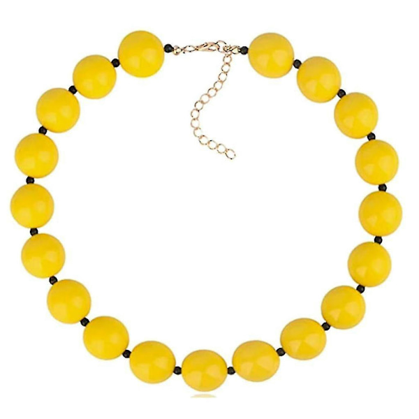 Akryl Halsband med Stora Pärlor Bubble Gum Halsband Yellow