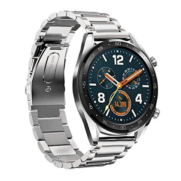 22mm Trefärgad metallarmband med silverfällbart spänne till din Huawei Watch Gt/Honor Watch Magic