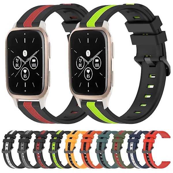 För Garmin Forerunner Sq2 Music 20mm Vertikal tvåfärgad watch Black-Red