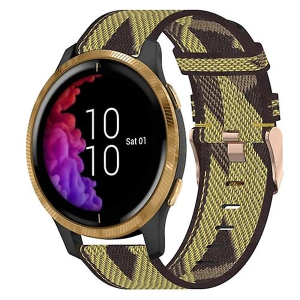Til Garmin Venu 20 mm nylonvævet urrem Yellow