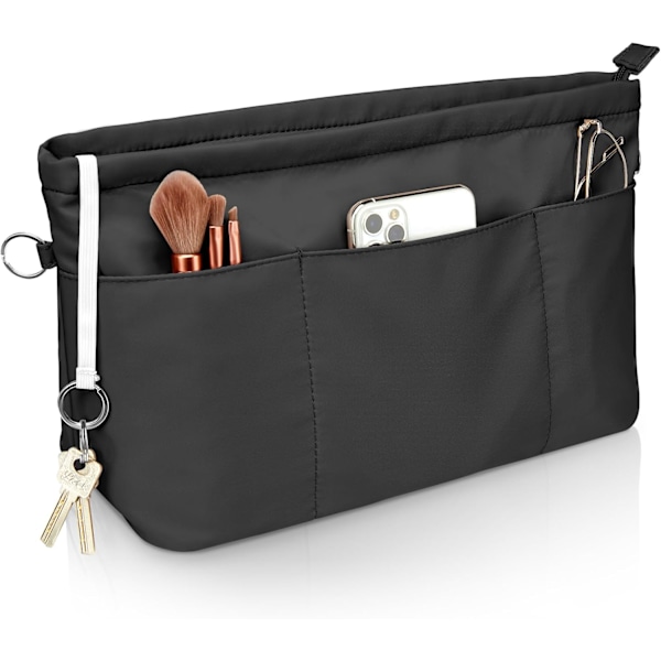 Betoors håndtaske organizer, lomme organizer nylon vandtætte lommer organizer shopper, død taske organizer med nøglering og sort M