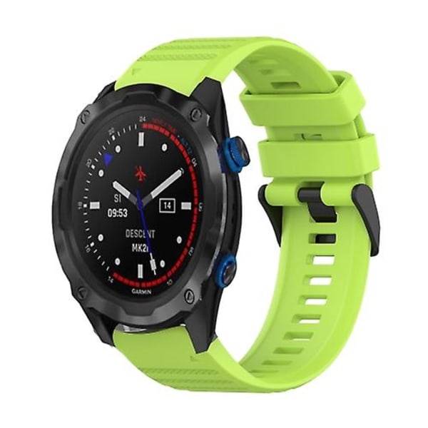 Til Garmin Descent Mk 2i 26 mm horisontal tekstur silikone urrem med afmonteringsværktøj Lime Green