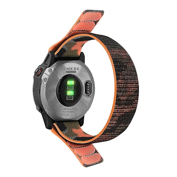 För Garmin Fenix ​​7x krok-och-ögla fästen nylon watch Orange Camouflage