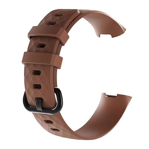 Diamond Pattern Silikon Watch Band For Fitbit Charge 4 Small Size190*18mm Coffee