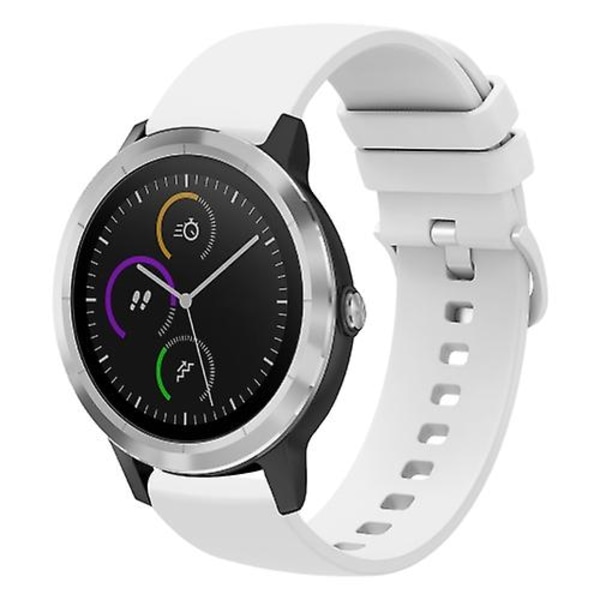 Til Garmin Vivoactive 3 20 mm ensfarvet blød silikone urrem White