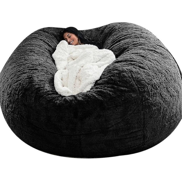 Lazy Sofa Bean Bag Konstgjord päls Bean Bag Bönsoffa black 150cm*75cm