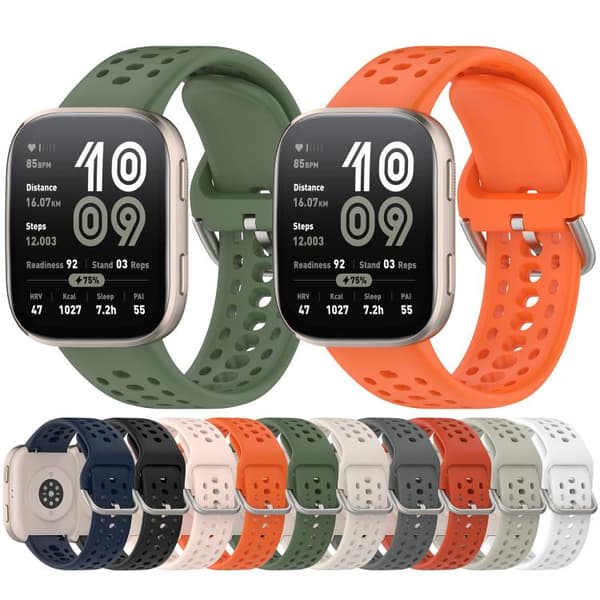 Stropp for Amazfit Bip 6 22mm Pustende silikonstropp (grønn)