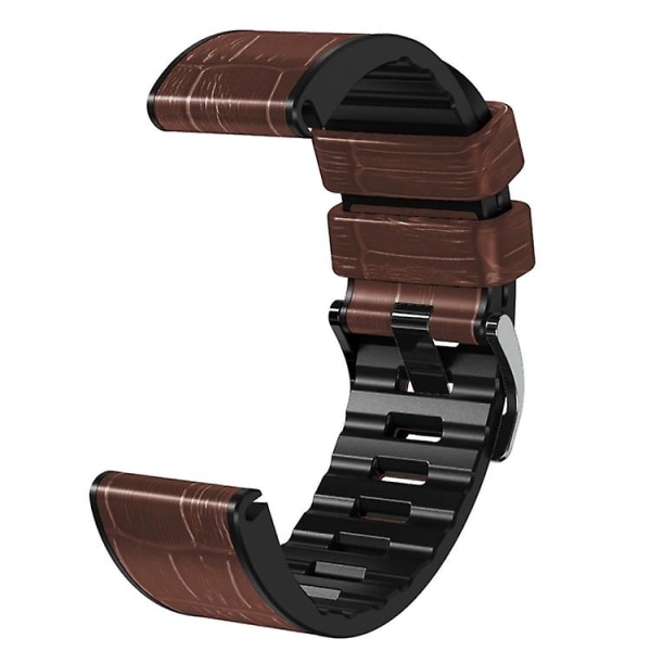 For Garmin Fenix ​​7/6/5 Crocodile Texture Silicone Leather Watch Band Coffee