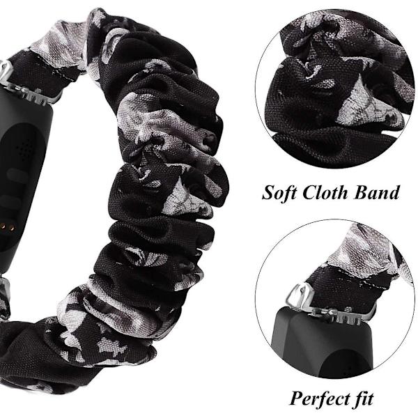 Scrunchies kompatibel med Fitbit Inspire 2 Band/inspire Hr Band/inspire Black Grey Flower Small