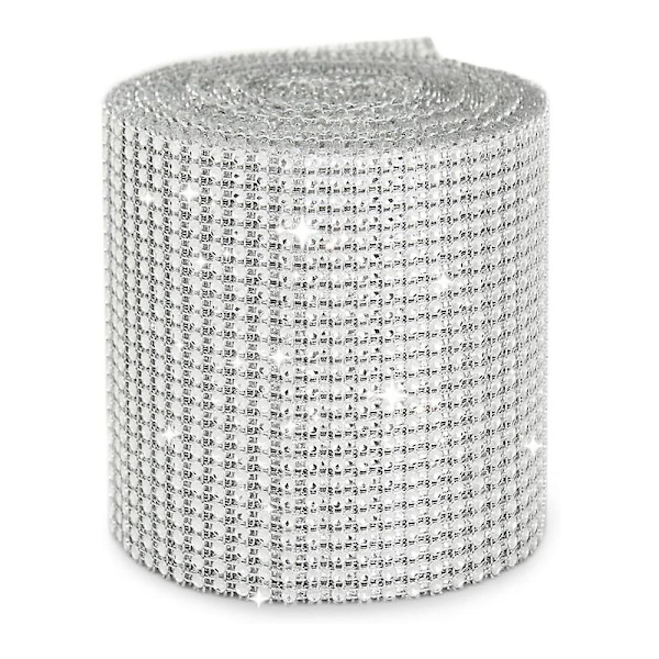 Självhäftande Rhinestone Strips Diamond Bling Crystal Ribbon, silver