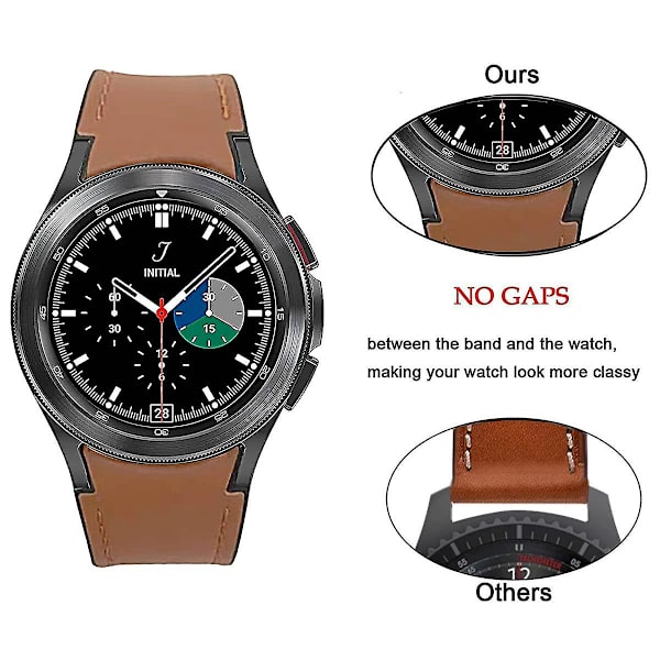 Læderrem til Samsung Galaxy Watch 4 Classic 44mm 40mm Ingen huller Silikone+læderarmbånd Correa Galaxy Watch 4 5 Pro Band red-silver Galaxy watch 5-5 proS-M