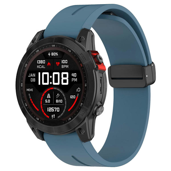 Svart spänne 22mm silikonklockarmband för Garmin Fenix 7/forerunner 965/955/945/935 Blue