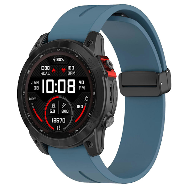 Svart spenne 22mm silikon klokkestropp for Garmin Fenix 7/forerunner 965/955/945/935 Blue