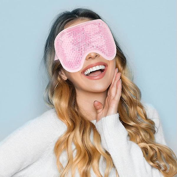 Øjenmaske, Genanvendelig Perle Ispose, Varmt Koldt Terapi Til Hævede Øjne, Mørke Rander, Migræne, Hovedpine Smertelindring, Justerbar Rem, Blød Stof Bagside Pink