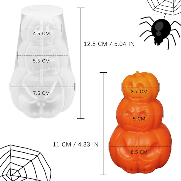 3D Græskar Lys Form Halloween Resin Støbning Silikone