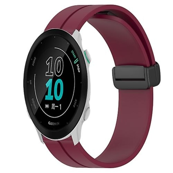 För Garmin Forerunner 158 20 mm enfärgad magnetiskt lås i silikon watch Wine Red