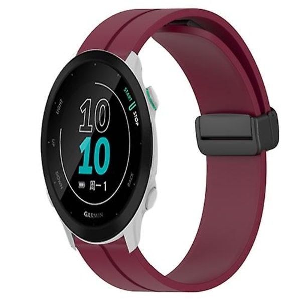 Til Garmin Forerunner 158 20 mm ensfarvet magnetisk lås silikone urrem Wine Red
