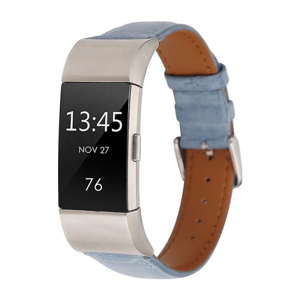 Til Fitbit Charge 2 Fresh Style læderurrem Blue