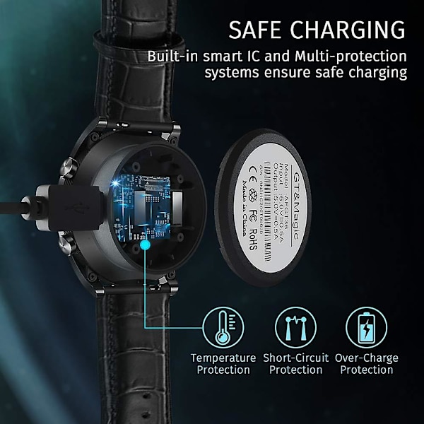 Oplader kompatibel til Huawei Watch Gt Classic Sport, Gt2, Gt 2e, Honor Watch Magic 2, Honor Watch Dream (2-pack)
