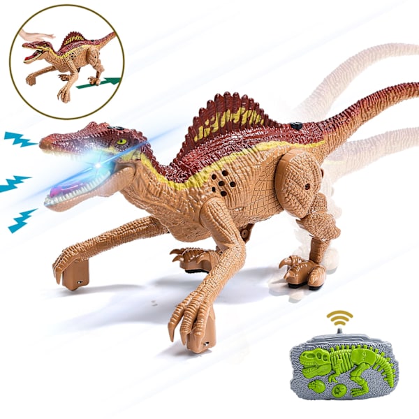 Fjärrkontroll dinosaurie leksaker gest sensor RC dinosaurier realistisk promenad för barn brun