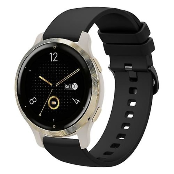 Til Garmin Venu 2s 18 mm ensfarvet blød silikone urrem Black