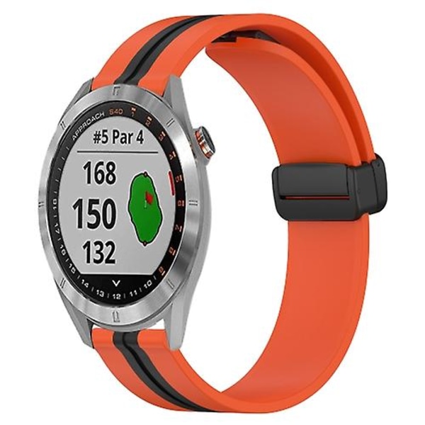 For Garmin Approach S40 20 mm sammenleggbar magnetlås silikonklokkerem Orange-Black