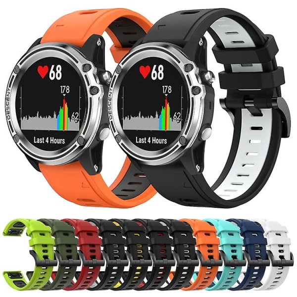 För Garmin Quatix 5 22mm Tvåfärgad Sports Watch Mint Green - Blue
