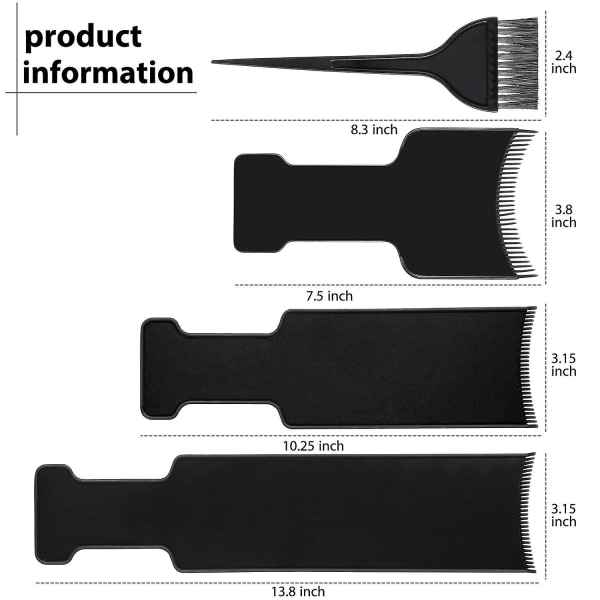 4 delar Balayage Highlighting Board med tänder Hårfärgspaddel Highlighting Brush