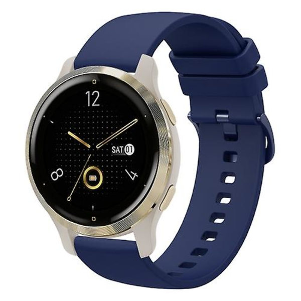 Til Garmin Venu 2s 18 mm ensfarvet blød silikone urrem Navy Blue