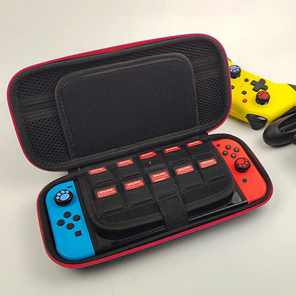Fyrhörnsskyddsväska för spelmaskin Förvaringsväska Skyddande hårt skal Resväska Bärväska För Gamepad Switch Konsoltillbehör Red zipper