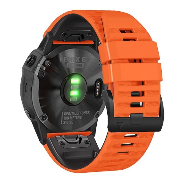 Til Garmin Fenix ​​7/7x/6/6x/5/5x 26 mm tofarvet silikoneurrem Orange Black