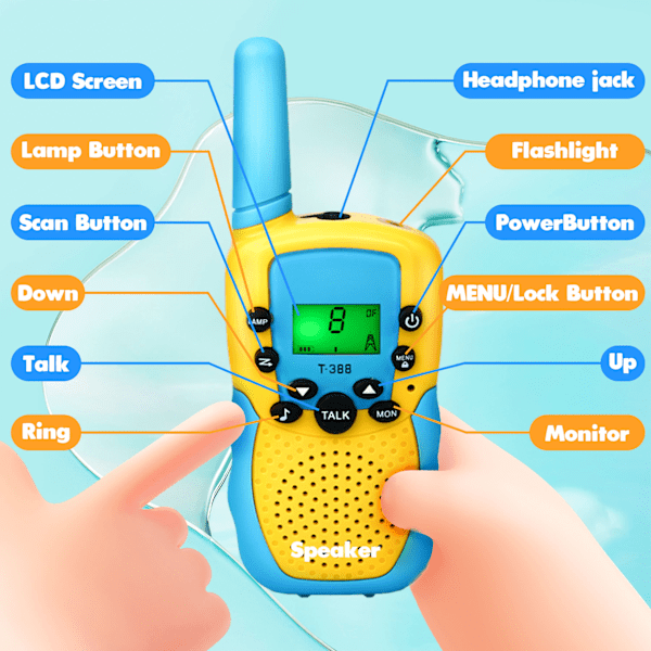 Walkie Talkies til børn 2-vejs radiokanaler, 3 km lang rækkevidde Walkie Tilkies 3-pak