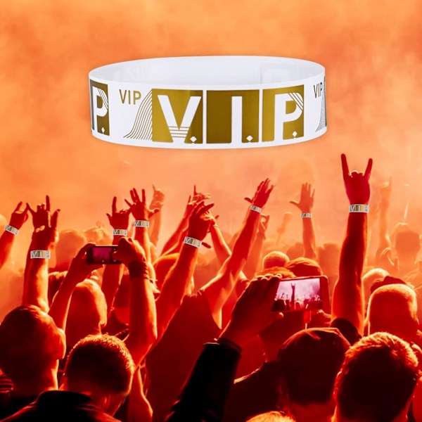 100 stk VIP-armbånd for arrangementer - Vanntette papirarmbånd