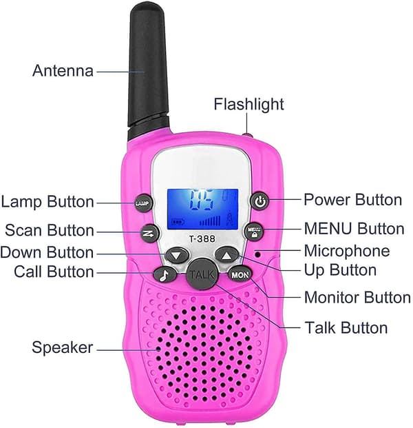 Walkie talkies för barn 3 km lång räckvidd för barn Walky talky handdator Blue1