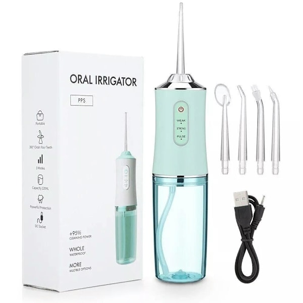 Oral Irrigator Bärbar Tandrengörare 4 Jet Tips