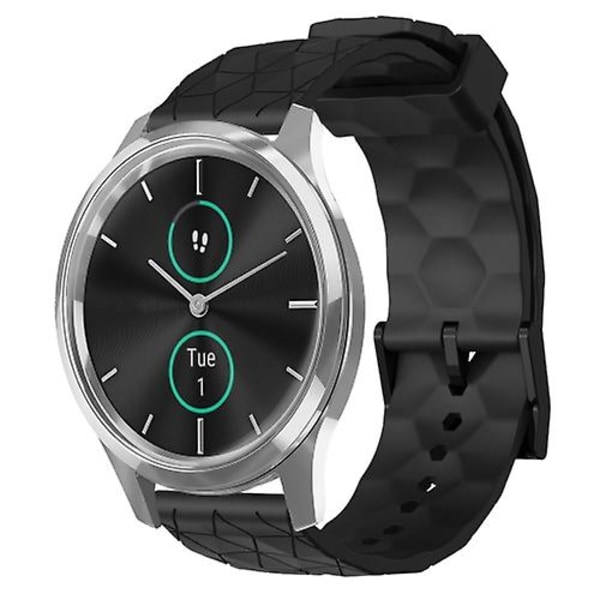 Garminmove Luxe 20 mm jalkapallokuvioidulle yksiväriselle watch Black