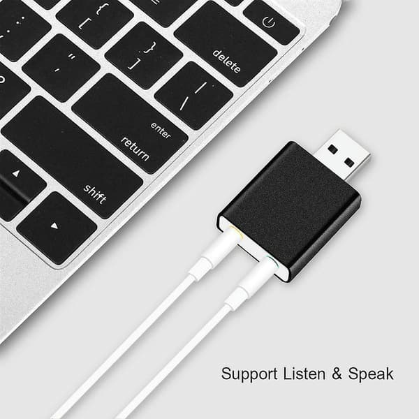 Fiauli Alloy Externt Ljudkort USB7.1 Ljudadapter med 3,5 mm Jack för PC Notebook