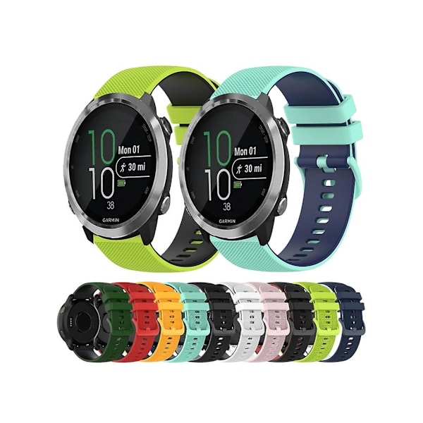 Rem til Garmin Forerunner 645 Music 20Mm To-farvet ternet silikoneurrem Rød-sort