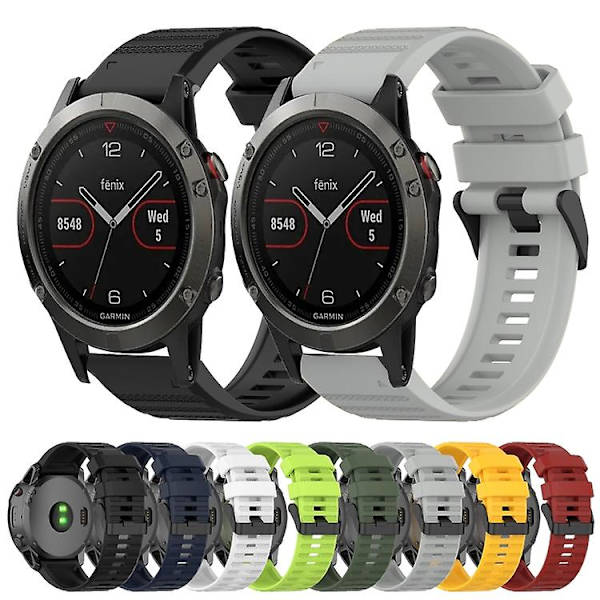 Garmin Fenix ​​6 Sapphire GPS 22mm vaakasuora rakenne silikoni watch ranneke irrotustyökalulla White