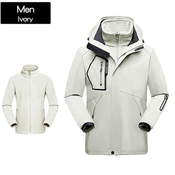 Dame Ski Wear Winter Warm Ski Hettegenser Sett Vindtett Vanntett 3 I 1 jakke white 4xl