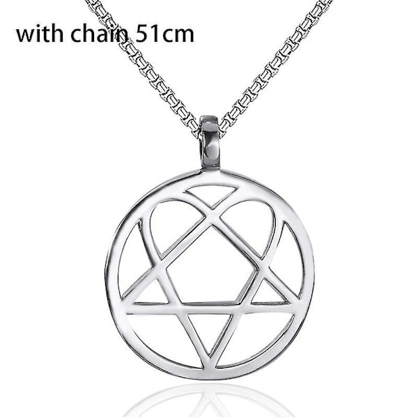 Heartagram Star Heart Him Mens Womens Stainless Steel Pendant Necklace Vintage Jewelry Style 1-chain 51cm