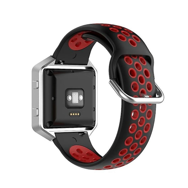 Til Fitbit Versa 2 / Versa Lite / Blaze 23mm Sports To-farvede silikone-erstatningsrem til ur Black Red
