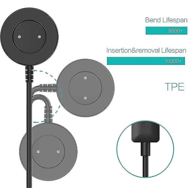 Trådløs magnetisk lader kompatibel med erstatnings ladekabel Holder kompatibel med Huawei Gt 2 Gt Active Smartwatch Black