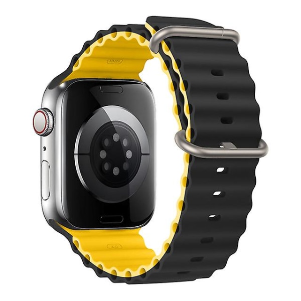 Rem til Apple Watch Ultra Band 49mm 44mm 40mm 45mm 41mm 42mm 45 Mm Urrem Silikone Armbånd Iwatch Series 7 8 4 5 6 3 Se Black-yellow 38mm 40mm 41mm